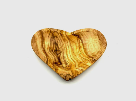 Heart-shaped bowl made of olive wood