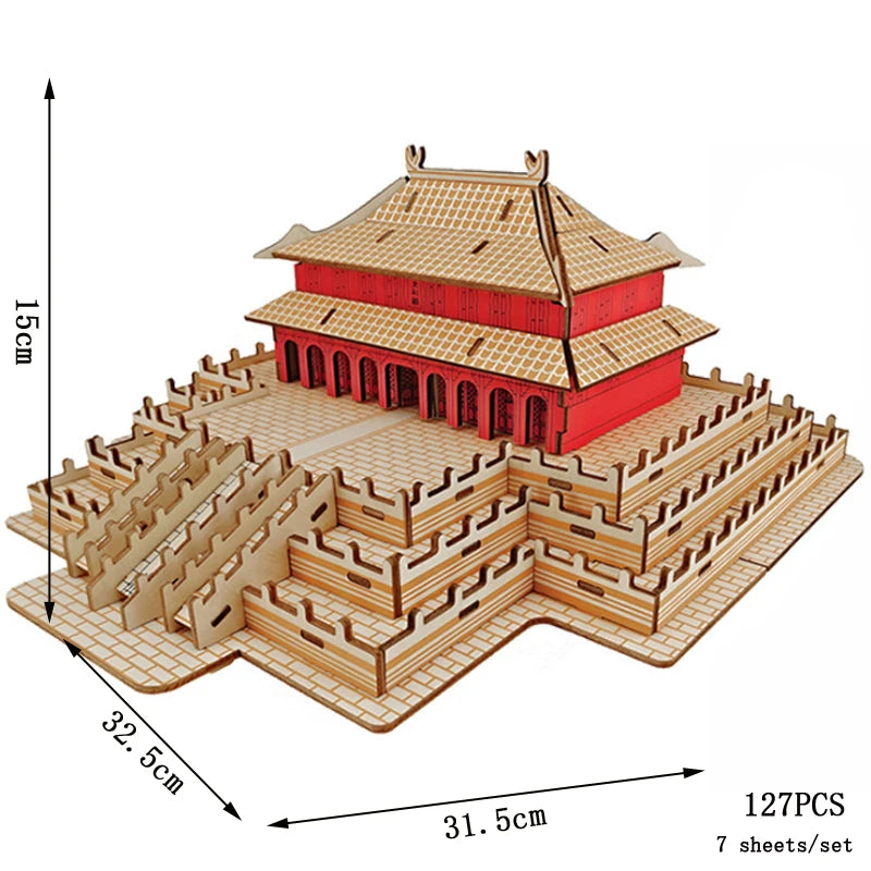 Träpussel Arkitektur 3D, flera olika varianter